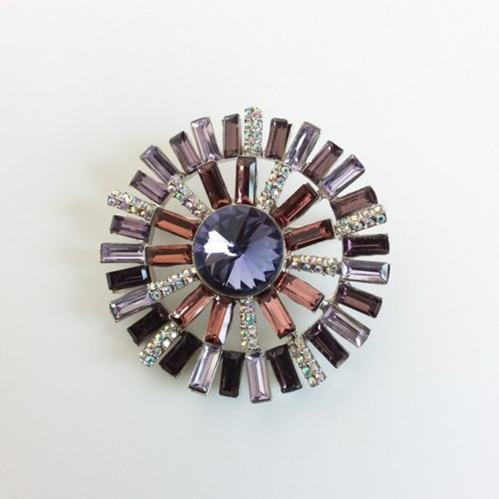 Anne Klein Purple Rhinestone Brooch - Picture 7 of 8